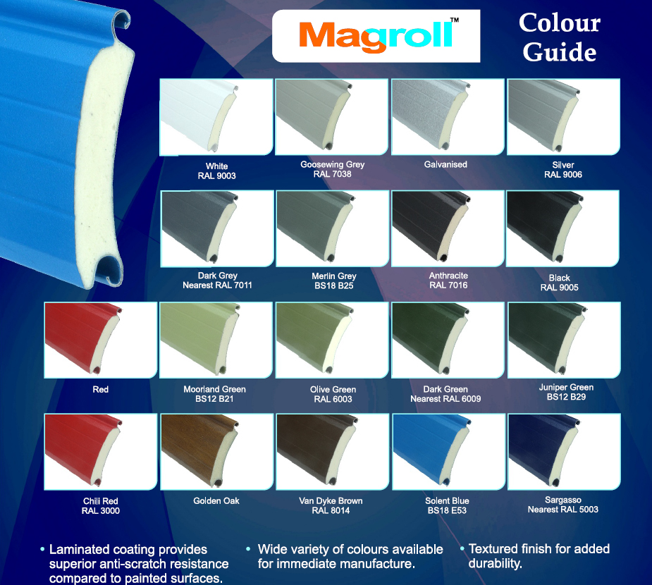 Colour Chart - Insulated Roller Shutters